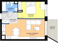 2 pokoje, mieszkanie 43,23 m², piętro 3, oferta nr 1.239, La Vie House, Kraków, Podgórze, ul. Łagiewnicka
