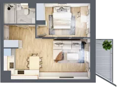 2 pokoje, mieszkanie 43,08 m², piętro 3, oferta nr 1.239, La Vie House, Kraków, Podgórze, ul. Łagiewnicka