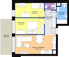 3 pokoje, mieszkanie 54,76 m², piętro 4, oferta nr 1.241, La Vie House, Kraków, Podgórze, ul. Łagiewnicka