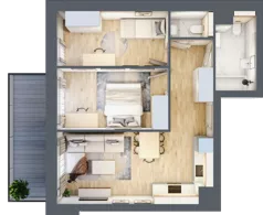 3 pokoje, mieszkanie 54,43 m², piętro 4, oferta nr 1.241, La Vie House, Kraków, Podgórze, ul. Łagiewnicka