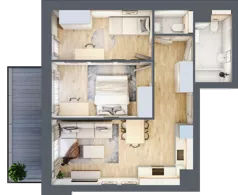 3 pokoje, mieszkanie 54,43 m², piętro 5, oferta nr 1.246, La Vie House, Kraków, Podgórze, ul. Łagiewnicka