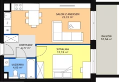 2 pokoje, mieszkanie 43,57 m², piętro 5, oferta nr 1.248, La Vie House, Kraków, Podgórze, ul. Łagiewnicka