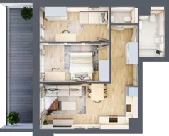 3 pokoje, mieszkanie 54,43 m², piętro 6, oferta nr 1.251, La Vie House, Kraków, Podgórze, ul. Łagiewnicka