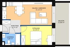 2 pokoje, mieszkanie 43,41 m², piętro 6, oferta nr 1.253, La Vie House, Kraków, Podgórze, ul. Łagiewnicka