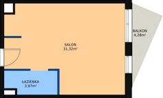 1 pokój, lokal inwestycyjny 36,19 m², piętro 1, oferta nr A.16, Cystersów 19, Kraków, Grzegórzki, ul. Cystersów 19