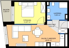 2 pokoje, mieszkanie 40,29 m², piętro 2, oferta nr a.14, LOOK UP House, Kraków, Prądnik Biały, ul. Pękowicka