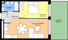 2 pokoje, mieszkanie 40,72 m², parter, oferta nr a.24, LOOK UP House, Kraków, Prądnik Biały, ul. Pękowicka