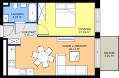 2 pokoje, mieszkanie 40,70 m², piętro 1, oferta nr a.33, LOOK UP House, Kraków, Prądnik Biały, ul. Pękowicka