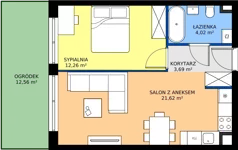 2 pokoje, mieszkanie 41,59 m², parter, oferta nr a.28, LOOK UP House, Kraków, Prądnik Biały, ul. Pękowicka