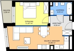 2 pokoje, mieszkanie 40,37 m², piętro 1, oferta nr a.9, LOOK UP House, Kraków, Prądnik Biały, ul. Pękowicka