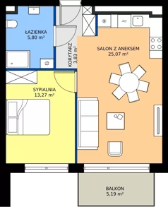 2 pokoje, mieszkanie 47,97 m², piętro 1, oferta nr a.7, LOOK UP House, Kraków, Prądnik Biały, ul. Pękowicka