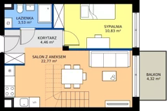 2 pokoje, mieszkanie 41,59 m², piętro 3, oferta nr b.34, LOOK UP House, Kraków, Prądnik Biały, ul. Pękowicka