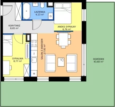 3 pokoje, mieszkanie 46,23 m², parter, oferta nr b.4, LOOK UP House, Kraków, Prądnik Biały, ul. Pękowicka