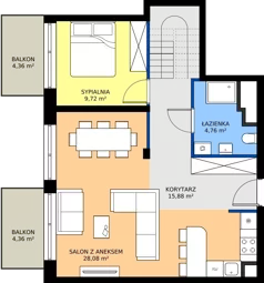 2 pokoje, mieszkanie 58,44 m², piętro 3, oferta nr b.39, LOOK UP House, Kraków, Prądnik Biały, ul. Pękowicka
