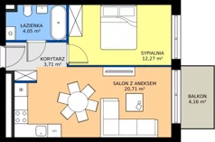 2 pokoje, mieszkanie 40,74 m², piętro 1, oferta nr c.13, LOOK UP House, Kraków, Prądnik Biały, ul. Pękowicka
