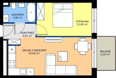 2 pokoje, mieszkanie 39,58 m², piętro 2, oferta nr c.22, LOOK UP House, Kraków, Prądnik Biały, ul. Pękowicka