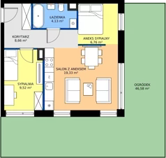 3 pokoje, mieszkanie 48,40 m², parter, oferta nr c.4, LOOK UP House, Kraków, Prądnik Biały, ul. Pękowicka