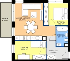 3 pokoje, mieszkanie 51,16 m², piętro 1, oferta nr c.20, LOOK UP House, Kraków, Prądnik Biały, ul. Pękowicka