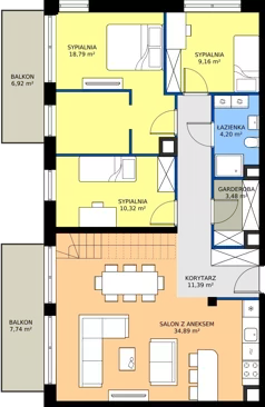 4 pokoje, mieszkanie 92,23 m², piętro 3, oferta nr c.40, LOOK UP House, Kraków, Prądnik Biały, ul. Pękowicka