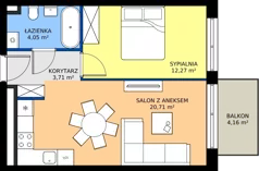2 pokoje, mieszkanie 40,74 m², piętro 2, oferta nr c.24, LOOK UP House, Kraków, Prądnik Biały, ul. Pękowicka