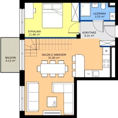 2 pokoje, mieszkanie 51,35 m², piętro 3, oferta nr c.37, LOOK UP House, Kraków, Prądnik Biały, ul. Pękowicka