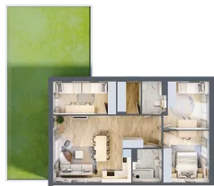 4 pokoje, mieszkanie 81,10 m², parter, oferta nr 22.1, Cascada House, Rząska, ul. Piaski / Łąkowa