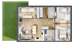 4 pokoje, mieszkanie 81,10 m², parter, oferta nr 28.1, Cascada House, Rząska, ul. Piaski / Łąkowa