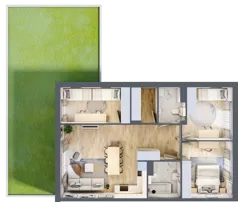 4 pokoje, mieszkanie 81,10 m², parter, oferta nr 24.1, Cascada House, Rząska, ul. Piaski / Łąkowa