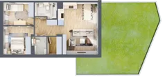 3 pokoje, mieszkanie 62,24 m², parter, oferta nr 20.1, Cascada House, Rząska, ul. Piaski / Łąkowa