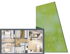 3 pokoje, mieszkanie 62,24 m², parter, oferta nr 19.1, Cascada House, Rząska, ul. Piaski / Łąkowa