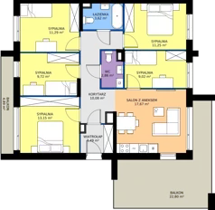 6 pokoi, mieszkanie 92,60 m², piętro 1, oferta nr 1.2, Imperial River Park, Kraków, Bronowice, Bronowice Małe, ul. Truszkowskiego