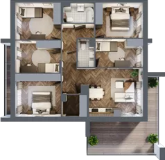 6 pokoi, mieszkanie 92,60 m², piętro 1, oferta nr 1.2, Imperial River Park, Kraków, Bronowice, Bronowice Małe, ul. Truszkowskiego