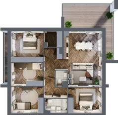 5 pokoi, mieszkanie 92,90 m², piętro 1, oferta nr 2.2, Imperial River Park, Kraków, Bronowice, Bronowice Małe, ul. Truszkowskiego