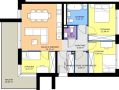 4 pokoje, mieszkanie 71,74 m², piętro 1, oferta nr 8.2, Imperial River Park, Kraków, Bronowice, Bronowice Małe, ul. Truszkowskiego