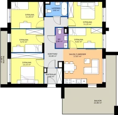 6 pokoi, mieszkanie 92,60 m², piętro 1, oferta nr 3.2, Imperial River Park, Kraków, Bronowice, Bronowice Małe, ul. Truszkowskiego
