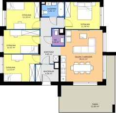 5 pokoi, mieszkanie 91,18 m², piętro 1, oferta nr 23.2, Imperial River Park, Kraków, Bronowice, Bronowice Małe, ul. Truszkowskiego