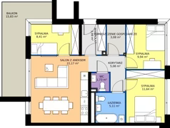 4 pokoje, mieszkanie 71,74 m², piętro 1, oferta nr 17.2, Imperial River Park, Kraków, Bronowice, Bronowice Małe, ul. Truszkowskiego