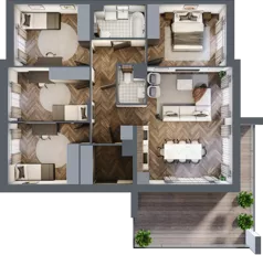 5 pokoi, mieszkanie 91,25 m², piętro 1, oferta nr 21.2, Imperial River Park, Kraków, Bronowice, Bronowice Małe, ul. Truszkowskiego