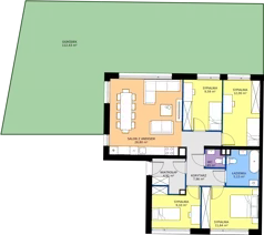 5 pokoi, mieszkanie 89,35 m², parter, oferta nr 26.1, Imperial River Park, Kraków, Bronowice, Bronowice Małe, ul. Truszkowskiego