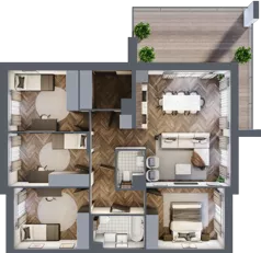 5 pokoi, mieszkanie 91,25 m², piętro 1, oferta nr 24.2, Imperial River Park, Kraków, Bronowice, Bronowice Małe, ul. Truszkowskiego