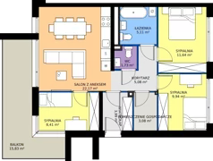 4 pokoje, mieszkanie 71,74 m², piętro 1, oferta nr 14.2, Imperial River Park, Kraków, Bronowice, Bronowice Małe, ul. Truszkowskiego