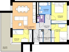 4 pokoje, mieszkanie 71,74 m², piętro 1, oferta nr 16.2, Imperial River Park, Kraków, Bronowice, Bronowice Małe, ul. Truszkowskiego