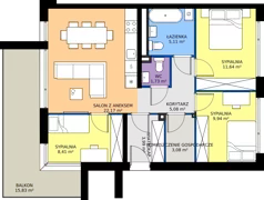 4 pokoje, mieszkanie 71,74 m², piętro 1, oferta nr 12.2, Imperial River Park, Kraków, Bronowice, Bronowice Małe, ul. Truszkowskiego