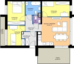 4 pokoje, mieszkanie 73,88 m², piętro 1, oferta nr 25.2, Imperial River Park, Kraków, Bronowice, Bronowice Małe, ul. Truszkowskiego