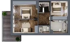 4 pokoje, mieszkanie 89,31 m², piętro 1, oferta nr 34.2, Imperial River Park, Kraków, Bronowice, Bronowice Małe, ul. Truszkowskiego