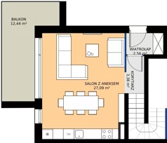 4 pokoje, mieszkanie 89,34 m², piętro 1, oferta nr 27.2, Imperial River Park, Kraków, Bronowice, Bronowice Małe, ul. Truszkowskiego