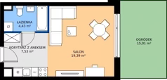 1 pokój, mieszkanie 31,35 m², parter, oferta nr 1.40, Imperial QUADRA, Kraków, Prądnik Biały, ul. Rybałtowska