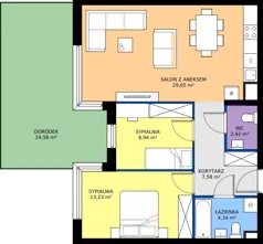 3 pokoje, mieszkanie 66,16 m², parter, oferta nr 1.56, Imperial QUADRA, Kraków, Prądnik Biały, ul. Rybałtowska