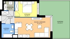 2 pokoje, mieszkanie 43,83 m², parter, oferta nr 1.2, Imperial QUADRA, Kraków, Prądnik Biały, ul. Rybałtowska