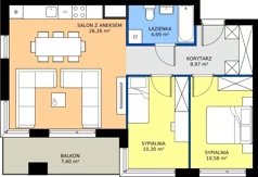 3 pokoje, mieszkanie 60,80 m², piętro 1, oferta nr 1.70, Imperial QUADRA, Kraków, Prądnik Biały, ul. Rybałtowska
